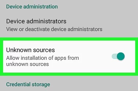 unknown sources android settings